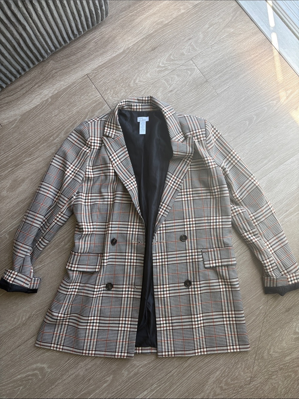 West of Melrose Checked Double-Breasted Women's Blazer oversized